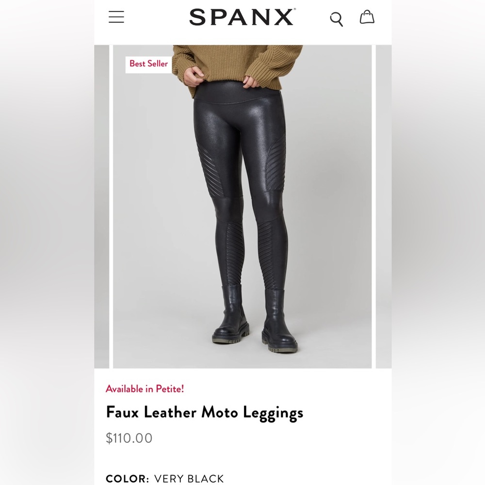 Womens Spanx faux leather moto leggings size S/P🖤